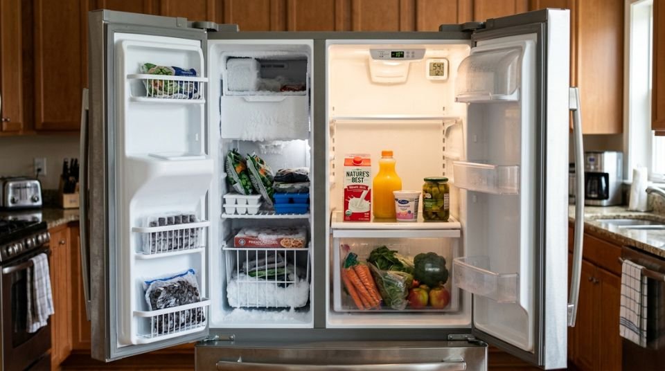 Fridge warm but freezer cold - common refrigerator cooling problem showing temperature difference
